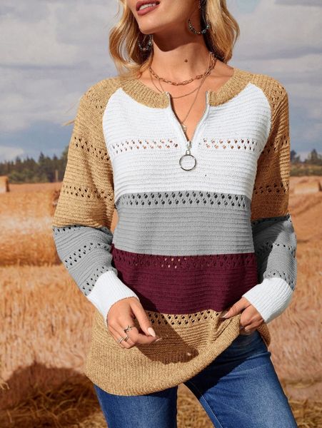 emery rose color-block pointelle knit raglan sleeve quarter zip sweater b4fa#, White;black
emery rose color-block pointelle knit raglan sleeve quarter zip sweater b4fa#, White;black