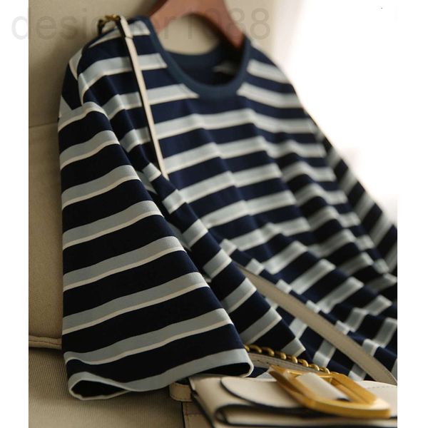 women's t-shirt designer refreshing blue-green striped round neck medium sleeve elastic cotton t-shirt pullover women's new style, White
women's t-shirt designer refreshing blue-green striped round neck medium sleeve elastic cotton t-shirt pullover women's new style, White