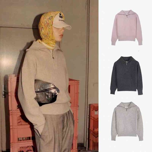 women's knits tees semi zipper high neck loose knitted pullover sweater 30678 in autumn and winter o, White 
women's knits tees semi zipper high neck loose knitted pullover sweater 30678 in autumn and winter o, White