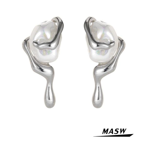 stud masw original jewelry geometric earrings style metal brass silvery plating white pearls for women party gifts, Golden;silver
stud masw original jewelry geometric earrings style metal brass silvery plating white pearls for women party gifts, Golden;silver