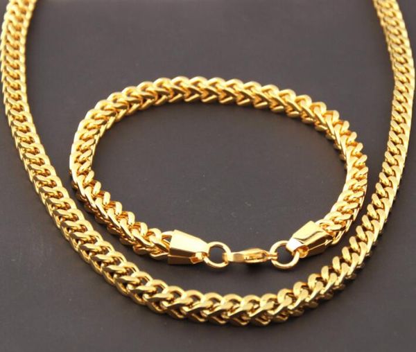 18k necklace plated fashion chains domineering men's steel thick bracelet set, Silver
18k necklace plated fashion chains domineering men's steel thick bracelet set, Silver