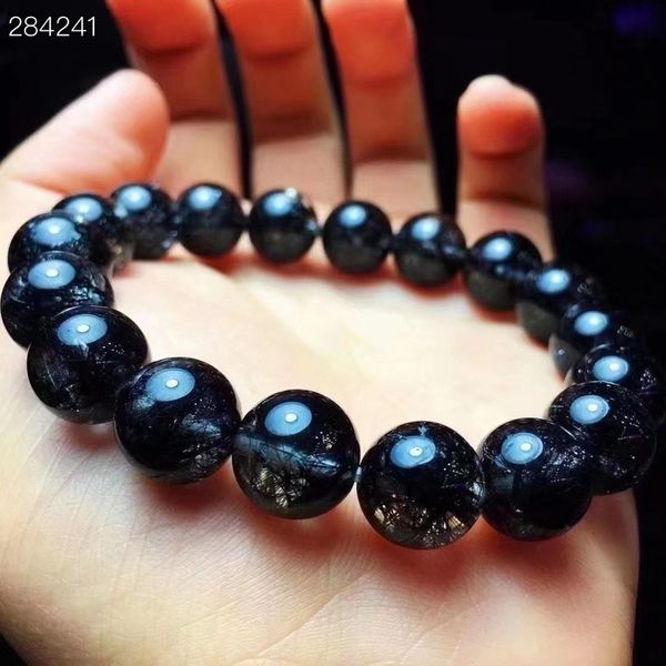 natural black rutilated quartz clear round beads bracelet 11mm stretch women aaaaaa genuine, Silver
natural black rutilated quartz clear round beads bracelet 11mm stretch women aaaaaa genuine, Silver