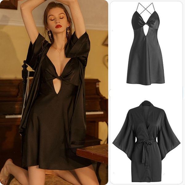 hollow out ice silk womens sleepwear women robe set with chest pad, Black;red
hollow out ice silk womens sleepwear women robe set with chest pad, Black;red