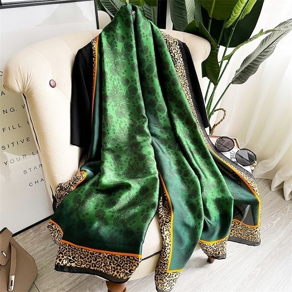 european and american spring and autumn leopard print green luxury imitation silk mid-length scarf dual-purpose shawl women 220511, Blue;gray
european and american spring and autumn leopard print green luxury imitation silk mid-length scarf dual-purpose shawl women 220511, Blue;gray