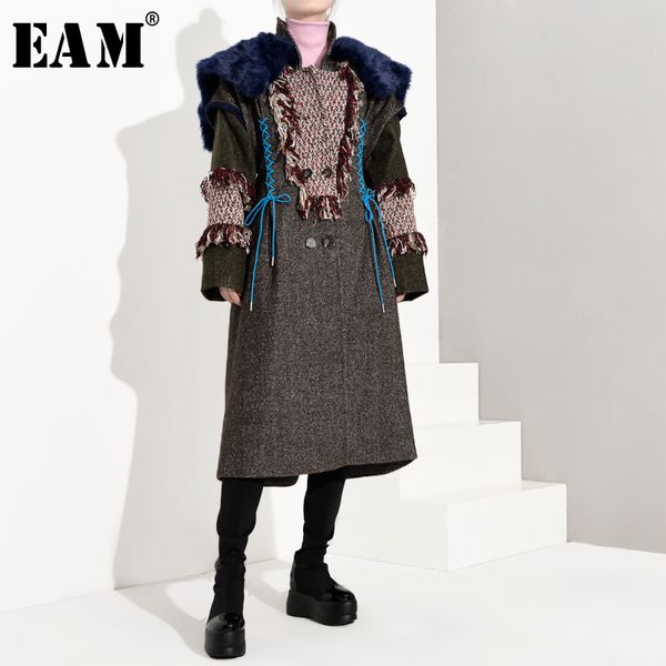 eam loose fit split joint fur tassels long woolen coat parkas sleeve women fashion spring autumn jk6690 201102, Black
eam loose fit split joint fur tassels long woolen coat parkas sleeve women fashion spring autumn jk6690 201102, Black
