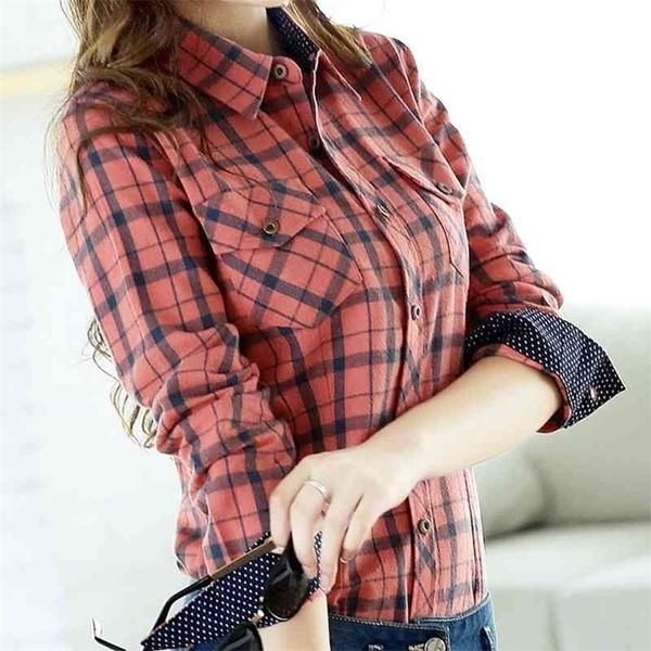 spring autumn slim flannel plaid blouse women korean turn-down collar long sleeve 100% cotton shirts 210326, White
spring autumn slim flannel plaid blouse women korean turn-down collar long sleeve 100% cotton shirts 210326, White