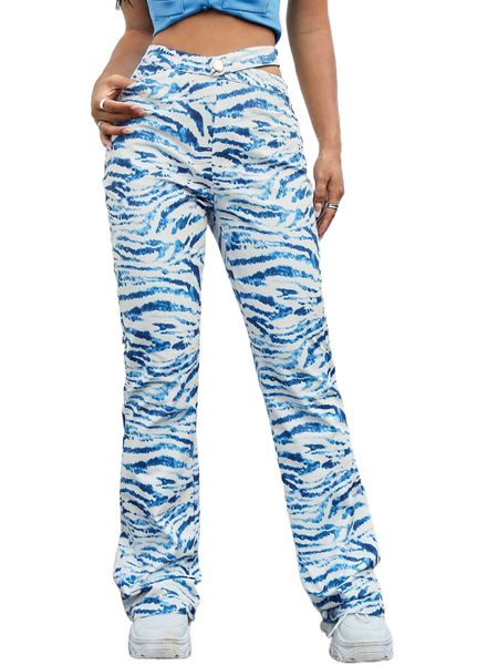 tie dye print cut out pants d77w#, Black;white
tie dye print cut out pants d77w#, Black;white