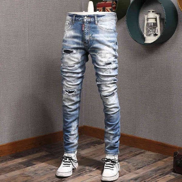 men's jeans high street fashion brand high-end hole patch slim fit small feet worn blue micro elastic cowboy youth men's pants 7gn
men's jeans high street fashion brand high-end hole patch slim fit small feet worn blue micro elastic cowboy youth men's pants 7gn