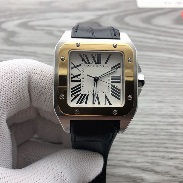 montre de luxe men's watches sports and leisure luxury watch 40mm automatic mechanical leather strap square stainless steel dial lumino, Slivery;brown
montre de luxe men's watches sports and leisure luxury watch 40mm automatic mechanical leather strap square stainless steel dial lumino, Slivery;brown