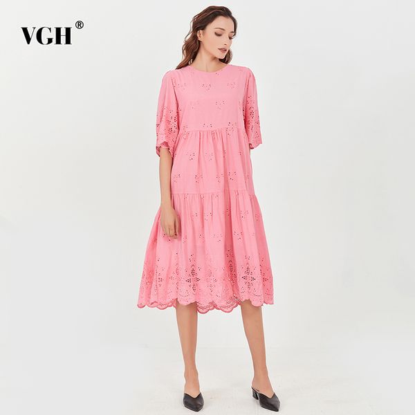 pink hollow out dress for women o neck half sleeve ruched elegant midi dresses female fashion clothing summer 210507, Black;gray
pink hollow out dress for women o neck half sleeve ruched elegant midi dresses female fashion clothing summer 210507, Black;gray