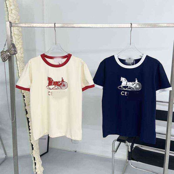 spring and summer new ce carriage round neck contrast letter printing french leisure fashion t-shirt women, Black;white
spring and summer new ce carriage round neck contrast letter printing french leisure fashion t-shirt women, Black;white