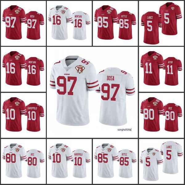 men san francisco''49ers''women youth #5 trey lance 97 nick bosa 16 joe montana 85 george kittle 75th anniversary limite, Black
men san francisco''49ers''women youth #5 trey lance 97 nick bosa 16 joe montana 85 george kittle 75th anniversary limite, Black
