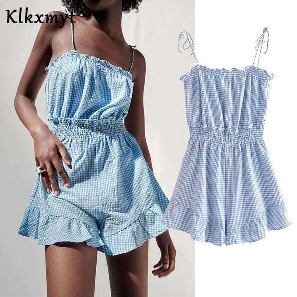 klkxmyt za women chic fashion blue check wide leg short jumpsuits vintage backless bow tie straps female playsuits mujer 210527, Black;white
klkxmyt za women chic fashion blue check wide leg short jumpsuits vintage backless bow tie straps female playsuits mujer 210527, Black;white
