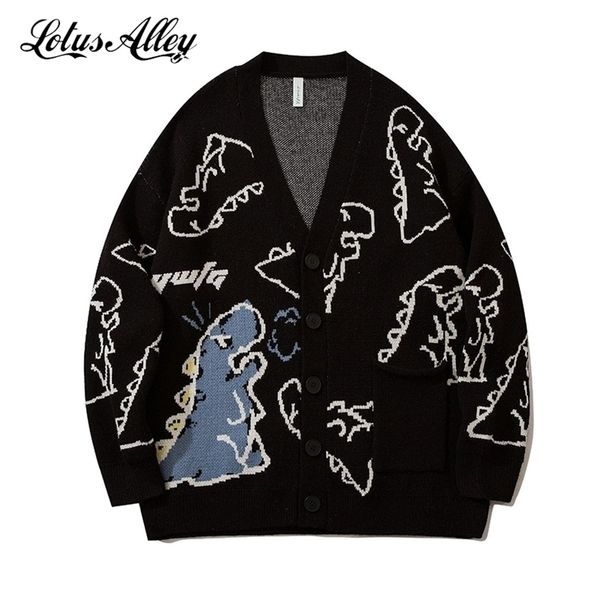harajuku dinosaur pattern black cardigan sweater men vintage oversized cartoon kawaii coats autumn winter loose knitted sweater 220812, White;black
harajuku dinosaur pattern black cardigan sweater men vintage oversized cartoon kawaii coats autumn winter loose knitted sweater 220812, White;black