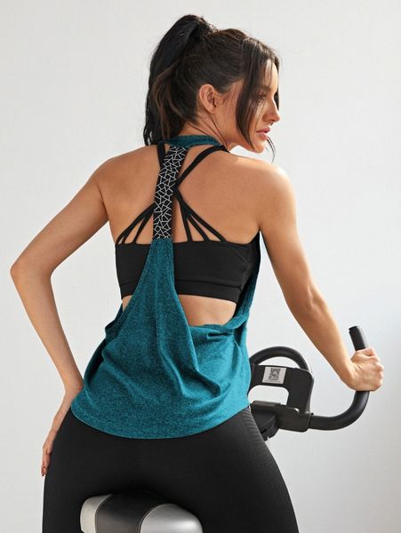geo print backless sports tank 62sl#, Gray