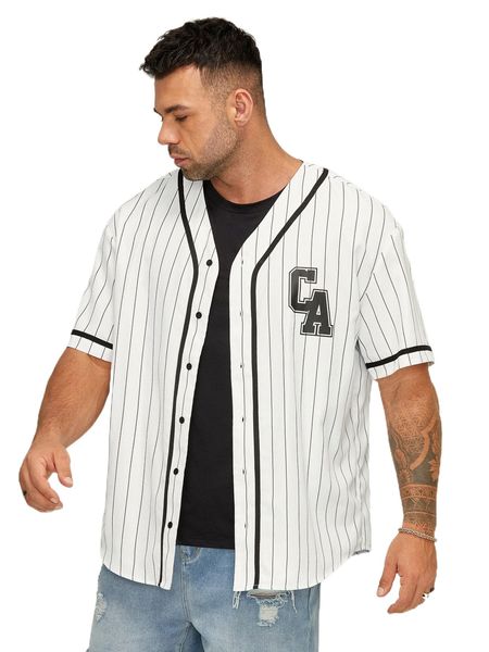 extended sizes men vertical striped & letter graphic contrast tape shirt n1u0#, White;black
extended sizes men vertical striped & letter graphic contrast tape shirt n1u0#, White;black