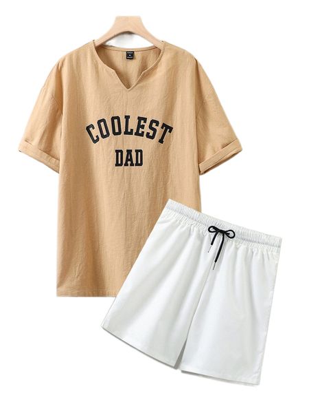 men letter graphic notched neck & drawstring waist shorts j4lj#, Gray
men letter graphic notched neck & drawstring waist shorts j4lj#, Gray