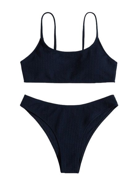 solid textured bikini swimsuit j40s#, White;black