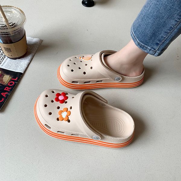 2022 slippers hole shoes women's trend thick bottom outer wear cute non-slip all-match baotou drag beach two wear sandals, Black
2022 slippers hole shoes women's trend thick bottom outer wear cute non-slip all-match baotou drag beach two wear sandals, Black