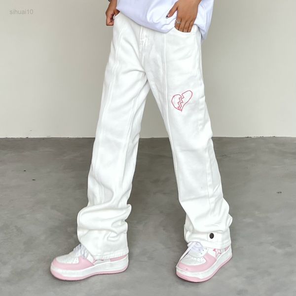 women pants y2k high street love embroidered bell bottoms loose american street random slim floor pug jeans l220725, Black;white
women pants y2k high street love embroidered bell bottoms loose american street random slim floor pug jeans l220725, Black;white