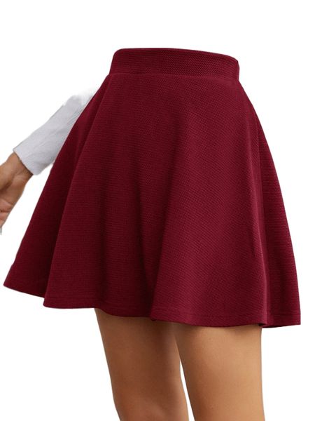 high waist textured flare skirt e95o#, Black 
high waist textured flare skirt e95o#, Black