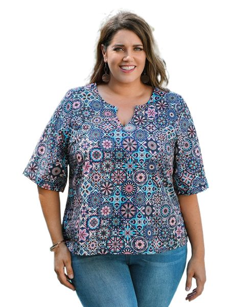 emery rose plus floral print notched neck blouse y0oe#, Black
emery rose plus floral print notched neck blouse y0oe#, Black