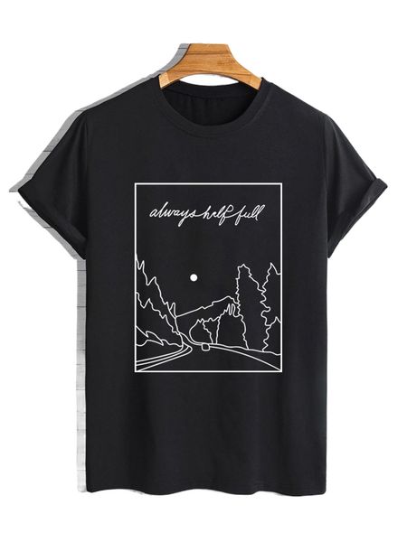 men geo & letter graphic tee y2or#, White;black