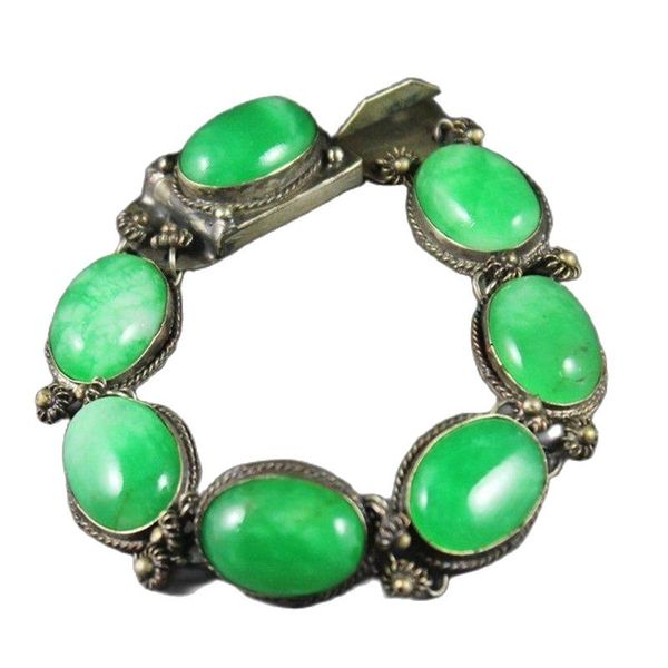 chinese natural green jade bracelet with beautiful jade beads bangle, Silver
chinese natural green jade bracelet with beautiful jade beads bangle, Silver