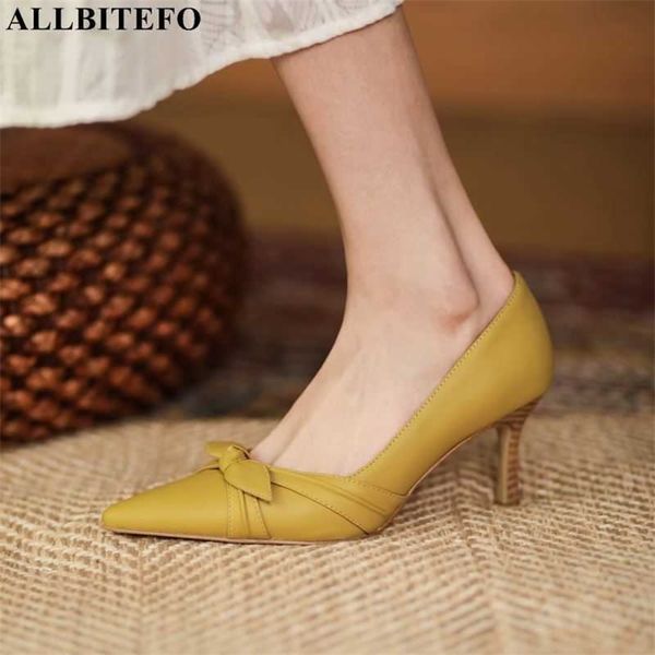 allbitefo bow design genuine leather high heels women pumps pointed toe fashion club party wedding shoes women heels shoes 210611, Black
allbitefo bow design genuine leather high heels women pumps pointed toe fashion club party wedding shoes women heels shoes 210611, Black