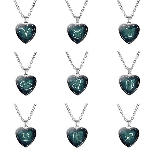 12 constellation glass heart pendant necklaces for women trendy zodiac sign clavicle chain choker necklace birthday jewelry gift, Silver
12 constellation glass heart pendant necklaces for women trendy zodiac sign clavicle chain choker necklace birthday jewelry gift, Silver