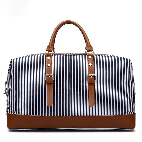 canvas large capacity fashion duffel bag single travel bags luxury designer luggage for women carry on weekender overnight bag blue strips
canvas large capacity fashion duffel bag single travel bags luxury designer luggage for women carry on weekender overnight bag blue strips