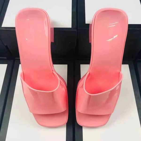 womans rubber slide slipper platform chunky heel retro sandal candy colors women high heels sandals slippers slides with box, Black 
womans rubber slide slipper platform chunky heel retro sandal candy colors women high heels sandals slippers slides with box, Black
