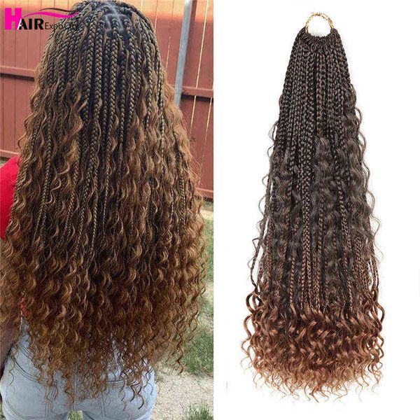 22" goddess box braids boho braided hair bohemian with curly ends ombre synthetic braiding extensions expo city 220610, Black;brown
22" goddess box braids boho braided hair bohemian with curly ends ombre synthetic braiding extensions expo city 220610, Black;brown