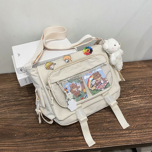 korean student preppy style messenger bag large capacity shoulder women nylon transparent pocket crossbody satchels 220627
korean student preppy style messenger bag large capacity shoulder women nylon transparent pocket crossbody satchels 220627