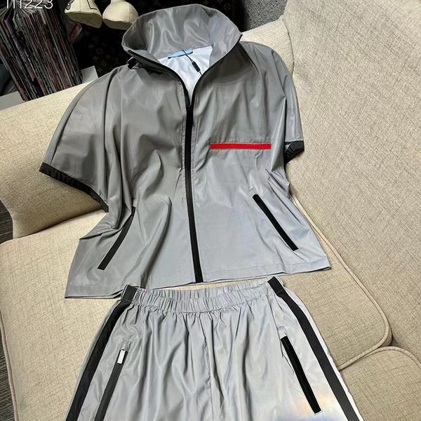 reflective windbreaker shorts women sport tracksuits summer short sleeve tracksuit set girls luxury letters two pieces sets clothing, Gray
reflective windbreaker shorts women sport tracksuits summer short sleeve tracksuit set girls luxury letters two pieces sets clothing, Gray