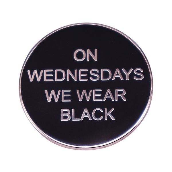 on wednesdays we wear black round letter brooch 90s horror film inspiration badge, Blue
on wednesdays we wear black round letter brooch 90s horror film inspiration badge, Blue