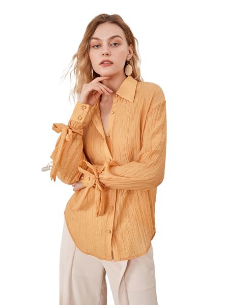 drop shoulder knot cuff shirt m2lr#, White