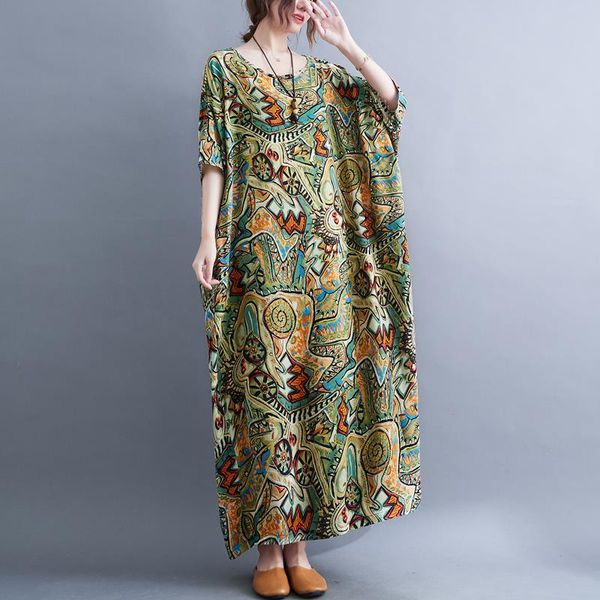 batwing sleeve cotton linen loose cozy summer dress print floral vintage women casual beach long, Black;gray
batwing sleeve cotton linen loose cozy summer dress print floral vintage women casual beach long, Black;gray