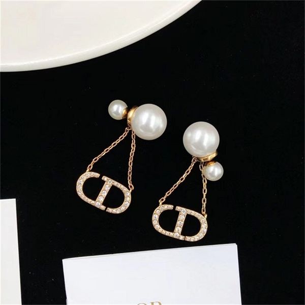 2022 36% off designer jewelry d di pearl earrings simple fashion net red letters girl temperament earrings accessories, Golden