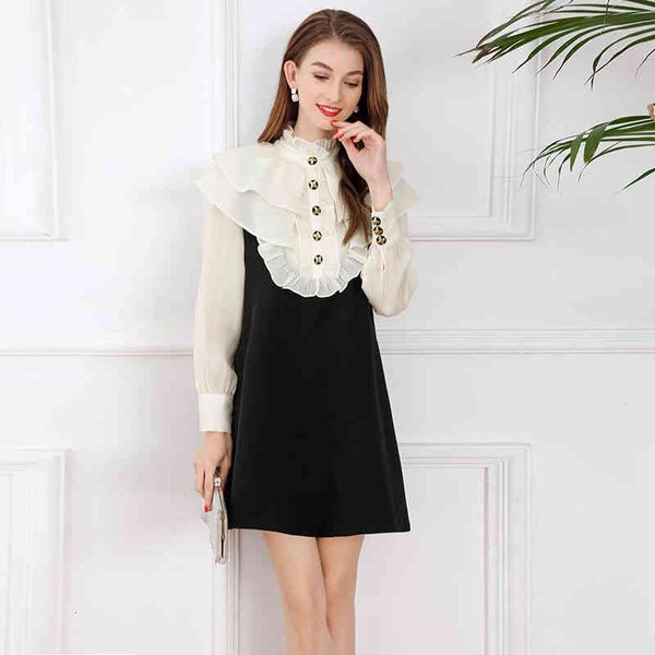 casual dresses spring and summer lotus leaf fungus edge pleated lolita stitching contrast long sleeve lady middle dress, Black;gray
casual dresses spring and summer lotus leaf fungus edge pleated lolita stitching contrast long sleeve lady middle dress, Black;gray