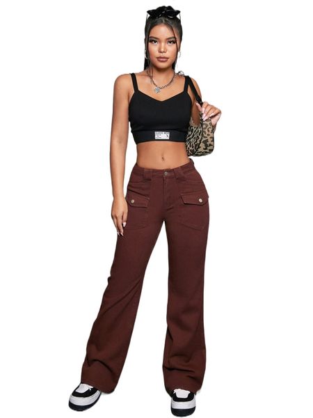 flap pocket flare leg jeans z3mx#, Blue