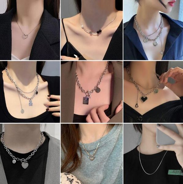20 style titanium steel necklaces women's design hoodie accessories spice girl choker, Silver
20 style titanium steel necklaces women's design hoodie accessories spice girl choker, Silver