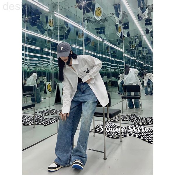 women's jeans designer p family 22ss spring and summer new products embroidery letters loose thin shirt machine version upjt, Blue
women's jeans designer p family 22ss spring and summer new products embroidery letters loose thin shirt machine version upjt, Blue