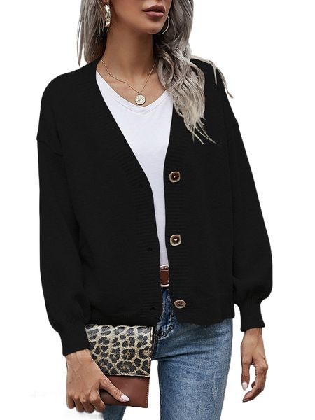 drop shoulder lantern sleeve cardigan d4dv#, White;black
drop shoulder lantern sleeve cardigan d4dv#, White;black
