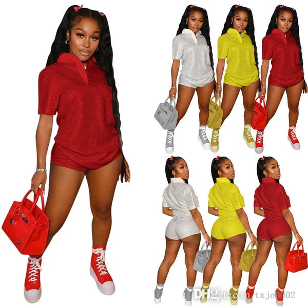 2022 designer women tracksuits fashion bronzing fabric short sleeve + shorts 2pcs set summer outfits sportswear, Gray
2022 designer women tracksuits fashion bronzing fabric short sleeve + shorts 2pcs set summer outfits sportswear, Gray