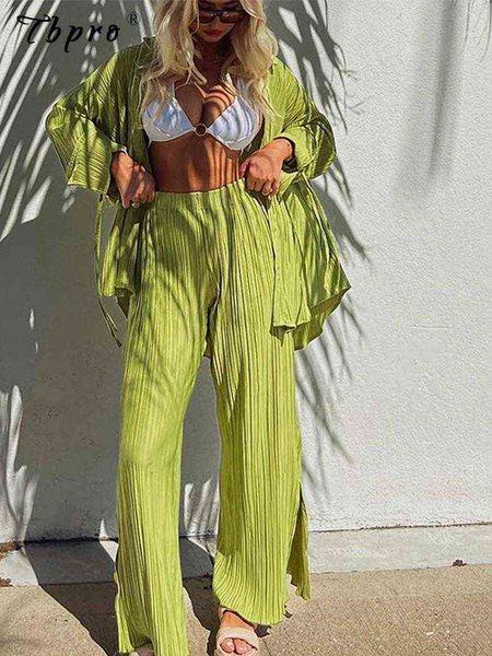 women pleated 2 piece sets long sleeve blouse and split wide leg pant suit 2022 female fashion casual loose homewear outfit t220729, Gray
women pleated 2 piece sets long sleeve blouse and split wide leg pant suit 2022 female fashion casual loose homewear outfit t220729, Gray