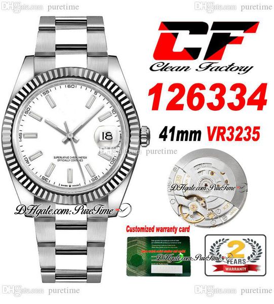 clean cf date 41mm 126334 vr3235 automatic mens watch white dial stick markers 904l oystersteel bracelet same serial card super edition watc, Slivery;brown
clean cf date 41mm 126334 vr3235 automatic mens watch white dial stick markers 904l oystersteel bracelet same serial card super edition watc, Slivery;brown