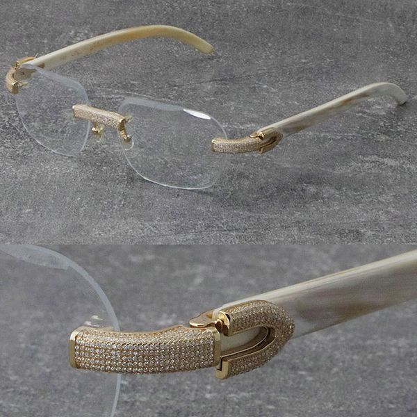 genuine natural white buffalo horn frames optical rimless luxury diamond set glasses men women c decoration rocks wire 18k gold frame myopic, Silver
genuine natural white buffalo horn frames optical rimless luxury diamond set glasses men women c decoration rocks wire 18k gold frame myopic, Silver