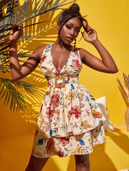 sxy floral print lace-up backless layered hem dress x7u6#, Black;gray
sxy floral print lace-up backless layered hem dress x7u6#, Black;gray