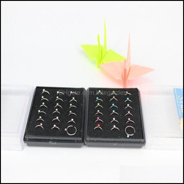 nose rings studs body jewelry 18pcs/boxes diamond inlay ring stainless steel circar nasal nail titanium steels stud b dhcl7, Silver
nose rings studs body jewelry 18pcs/boxes diamond inlay ring stainless steel circar nasal nail titanium steels stud b dhcl7, Silver